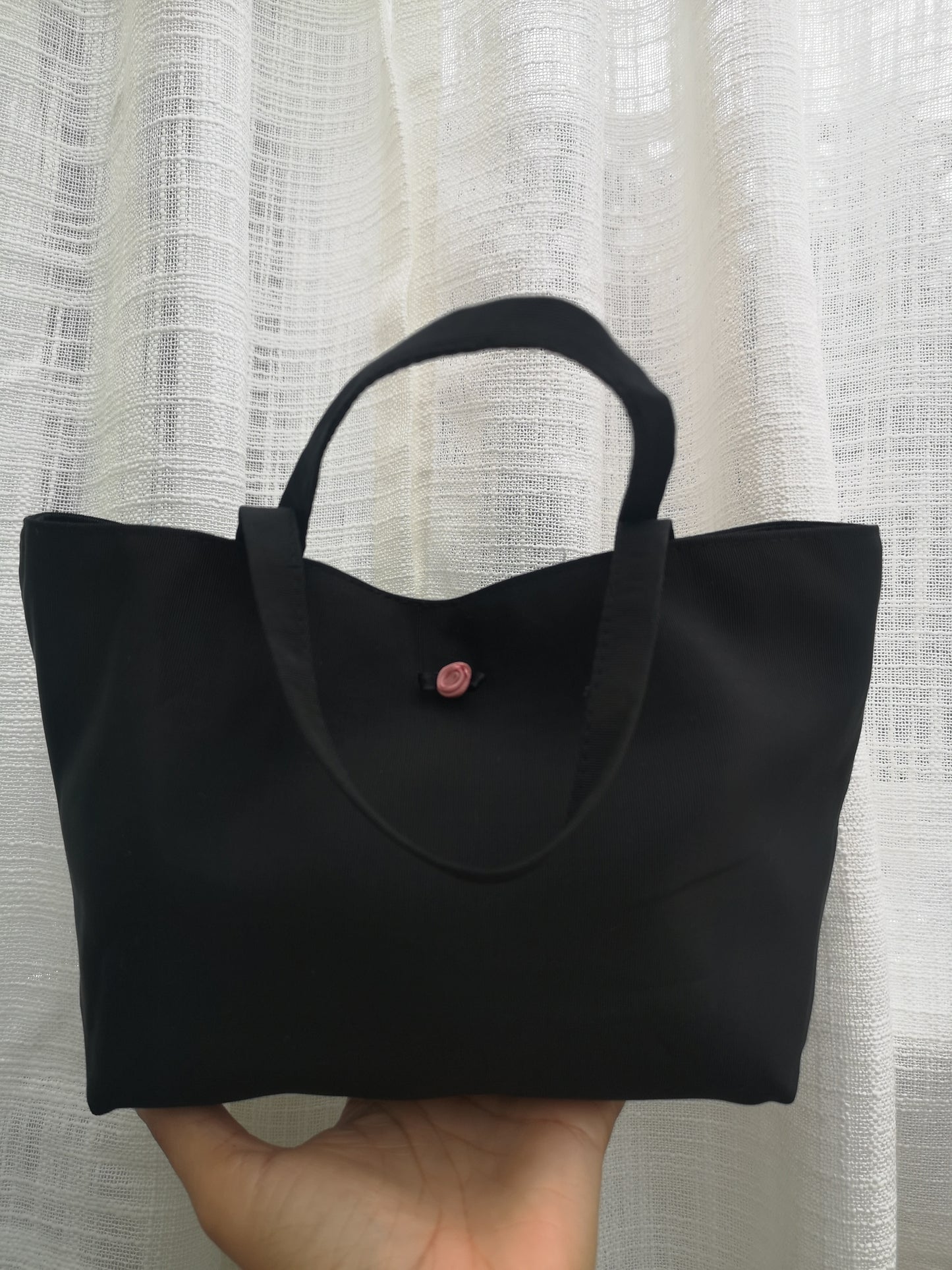 Melissa Mini Bag Black Satin & Vintage Satin Rose