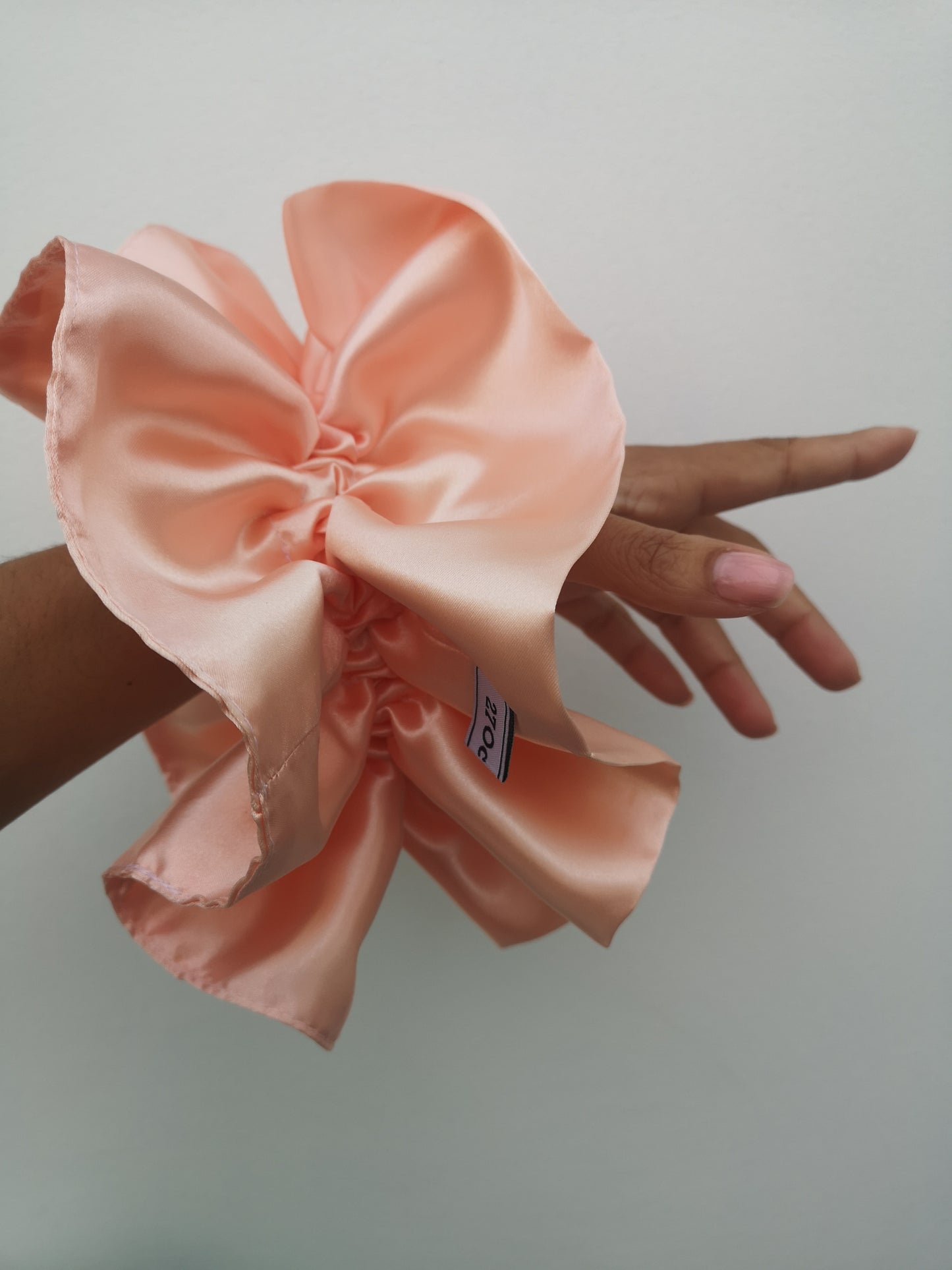 Sabrina Double Layer Peach Satin Scrunchie