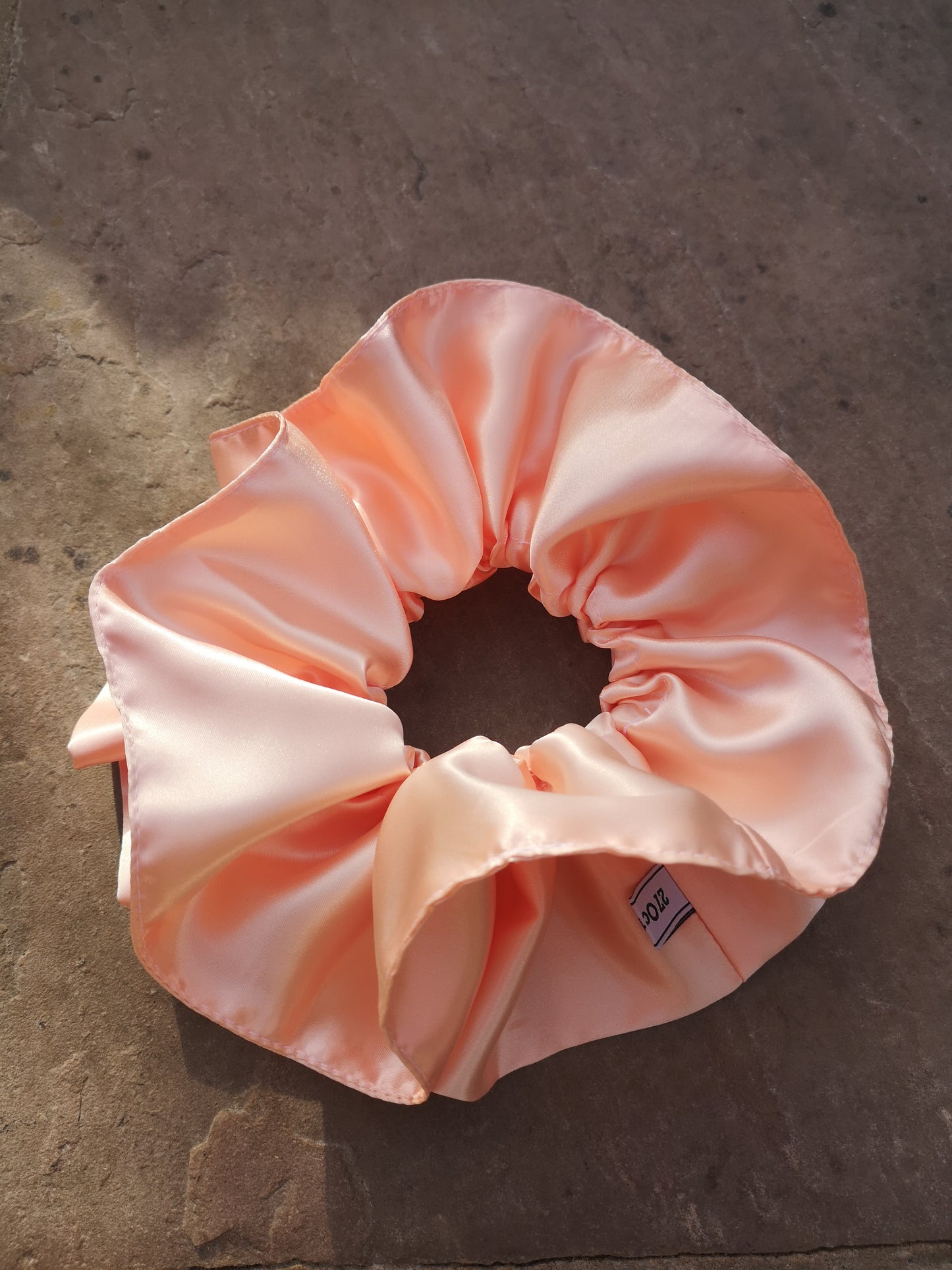 Sabrina Double Layer Peach Satin Scrunchie