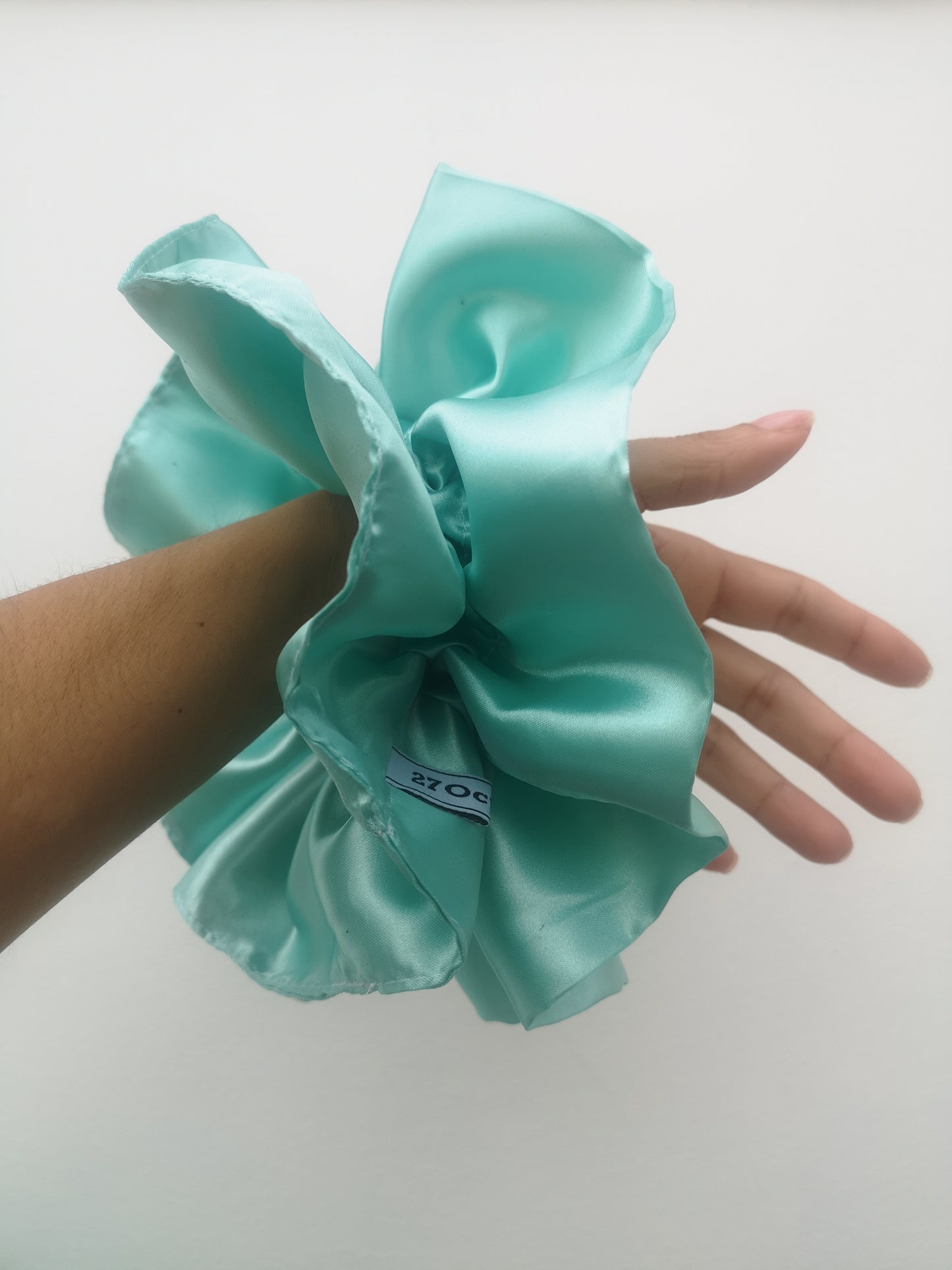 Sabrina Double Layer Jade Satin Scrunchie
