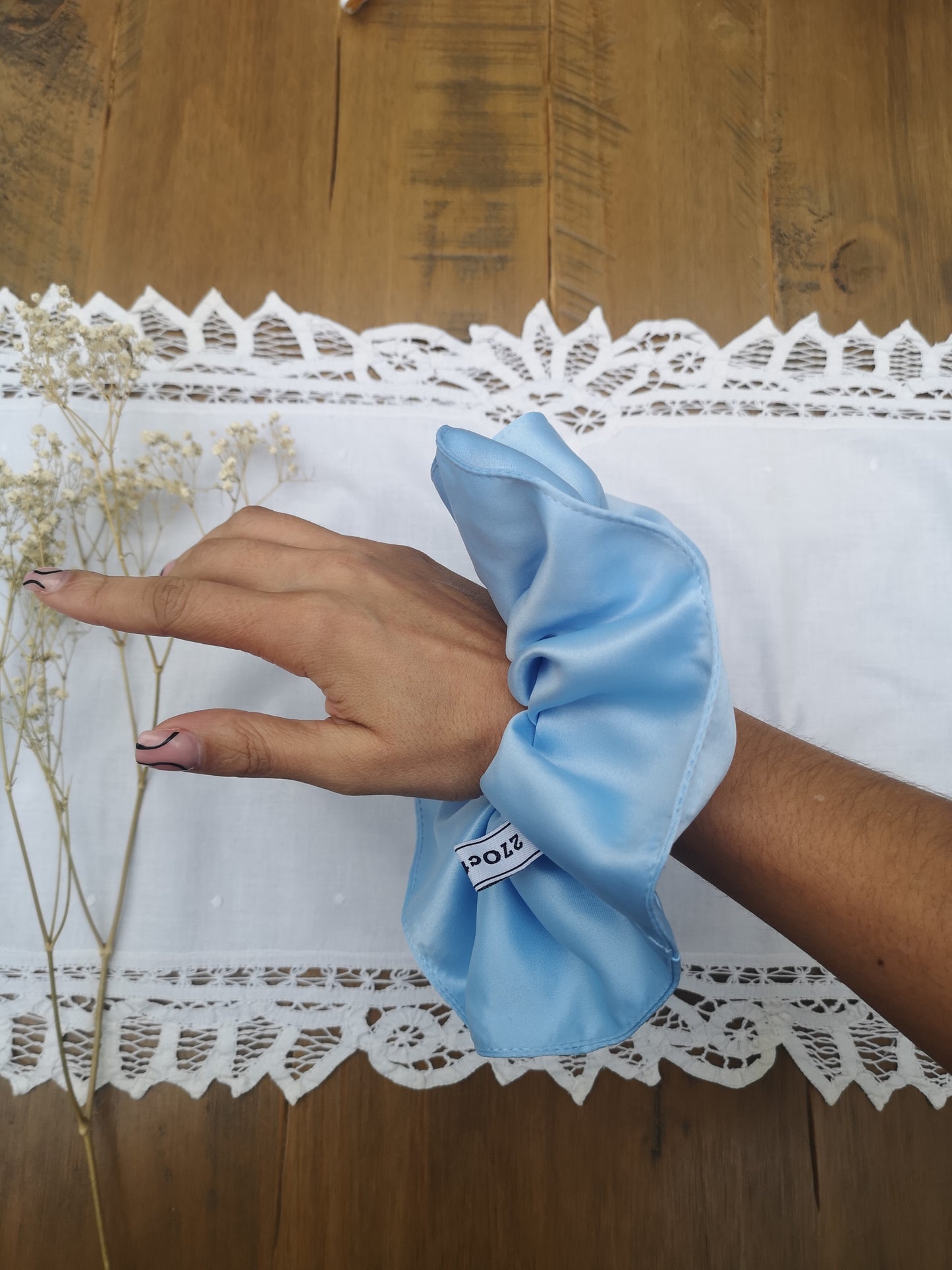Ariana Scrunchie Baby Blue Satin