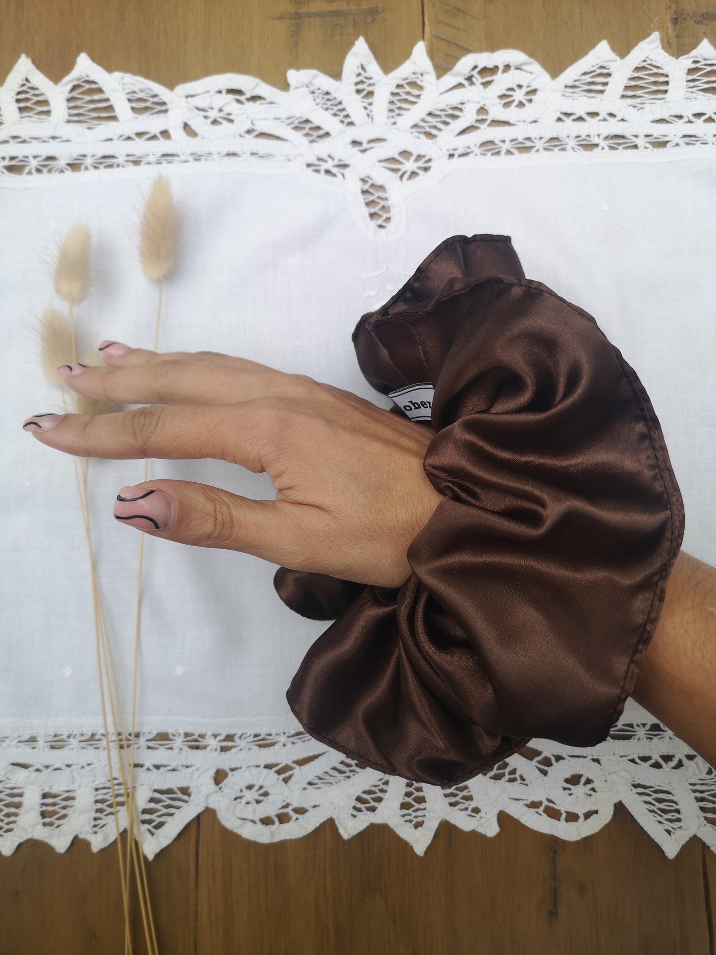 Ariana Scrunchie Chocolate Satin