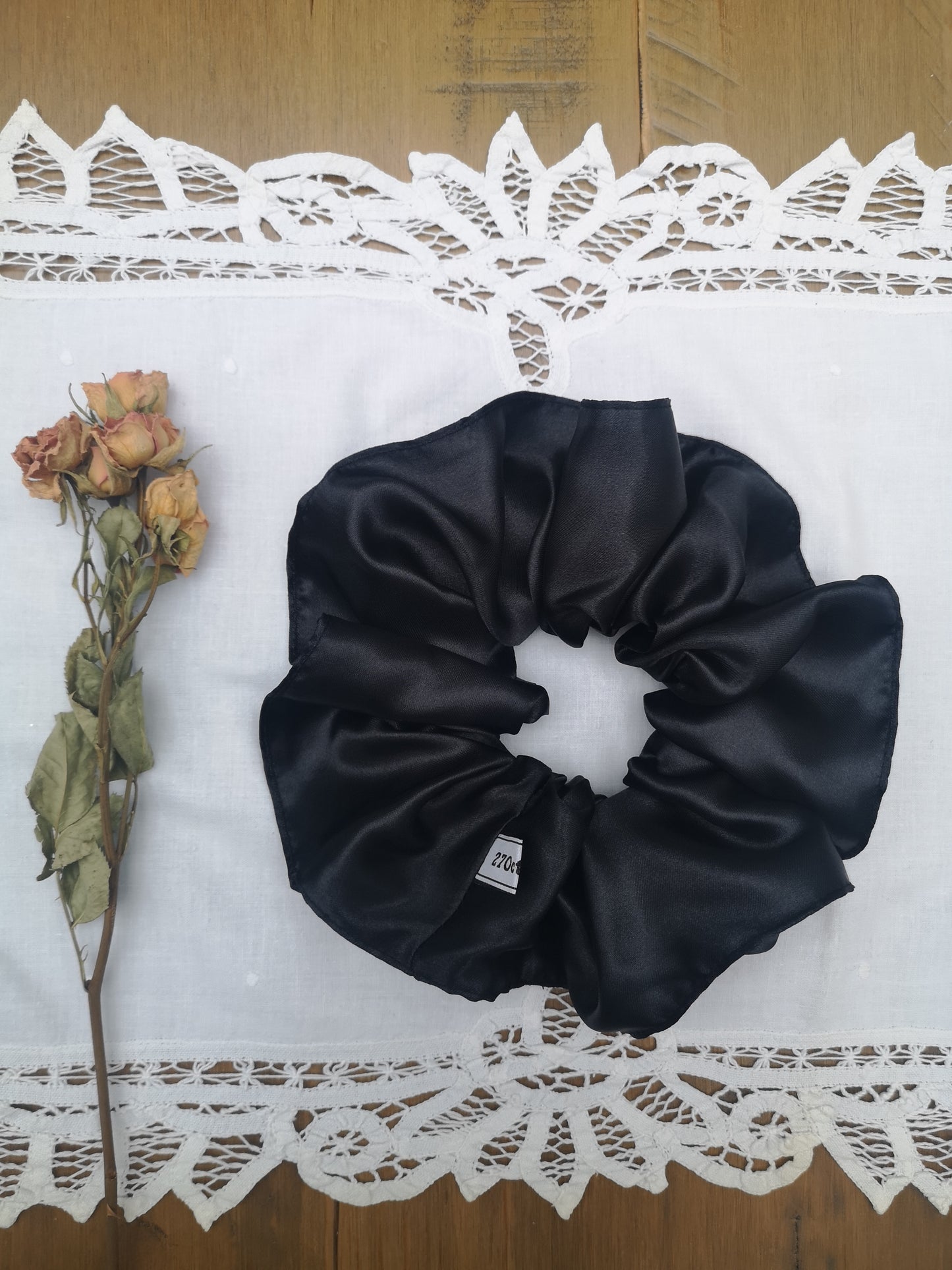 Ariana Srunchie Black Satin