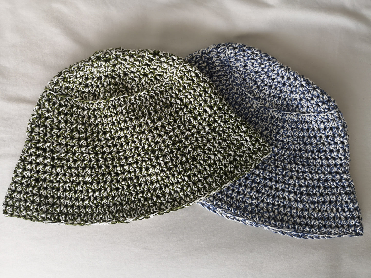Paula Cotton Crochet Bucket Hat in Sage Green & Cream Mix
